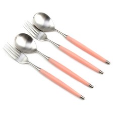 Bogen LE BIEN 緞面餐具 大茶匙 2p + 沙拉叉 2p 組, 1套, 大茶匙 + 沙拉叉, 柔和粉紅