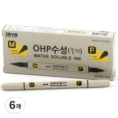 JAVAPEN OHP水性筆 M&M, 黑色, 6個