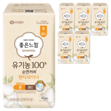 좋은느낌 유기농 순면커버 팬티라이너, 롱, 36개입, 6개