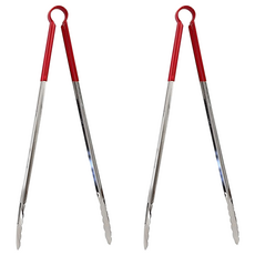 名仕 不鏽鋼防滑取物夾, 銀色 + 紅色, 2支
