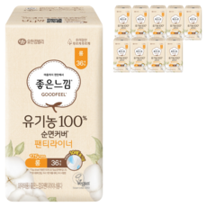 좋은느낌 유기농 100% 순면커버 팬티라이너, 롱, 36개입, 10개