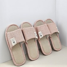 힐링스팟 여성용 린넨 거실 슬리퍼 2세트, 핑크, 1개