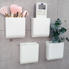 PICKYPICKS 黏貼式遙控器收納盒 多用途置物架, 白色, 4個