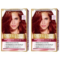 로레알파리 엑셀랑스 크림 빗캡으로 간편한 새치염색 염모제, 5.6호 레드 라이트 브라운, 2개