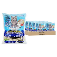 PetPro 雙層貓砂盆用 強力消臭沸石砂, 4L, 8袋, 強力消臭
