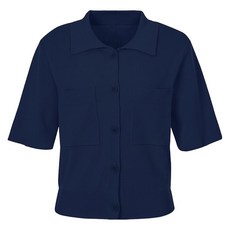 SOUP 女款翻領短袖針織開襟衫 SA4GD35