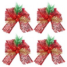 MODACore 摩達客 12cm聖誕派對裝飾紅色蝴蝶結四入組 禮物包裝適用 YS-XBT21002, 紅色, 1組