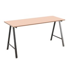 리바트 프레일 일자책상 1200 일반형 방문설치, 핑크(상판) + 블랙(다리)