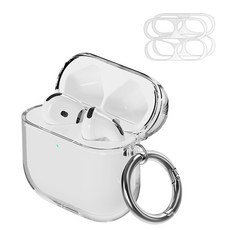 KANTAM AirPods 透明保護殼 + 防鐵粉貼紙 2入 + 登山扣套組, 1套, AirPods 4/AirPods 4 ANC, 透明
