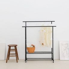 트리팜 베이직 이동식 스탠드 행거 더블 2단, 블랙