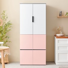 아이캔컴퍼니 광폭 800 팬트리장 상하 6도어 방문설치, 투톤핑크