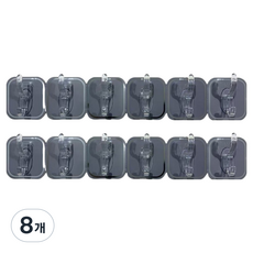 덴빌리어 필요한만큼 절단가능한 벽걸이형 접착 후크 6구 35 x 6 x 6 cm, 그레이, 8개