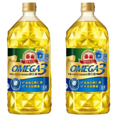 泰山OMEGA3芥花不飽和精華調合油 嚴選非基改芥花+亞麻仁 耐高溫220°C 煎煮炒炸皆宜 全素可食, 2L, 2瓶
