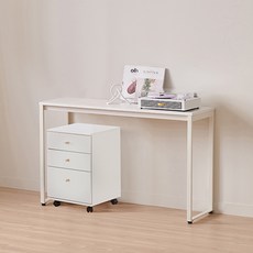 윌로우 플로우 철제 컴퓨터 가로 1200 세로 400 책상 + A타입 서랍장 세트 방문설치, 화이트(책상), 화이트(서랍장)