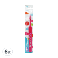 TePe 緹碧 兒童牙刷, 適合3-12歲或口腔窄小的使用者, 圓弧柔軟刷毛, 一體成形防霉材質, 款式隨機, 1入, 6支