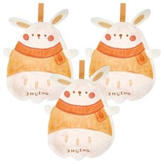 SHUEHO 樹可 珊瑚絨擦手巾 小兔兔 高克重柔軟細膩 複合內裏設計, 3條