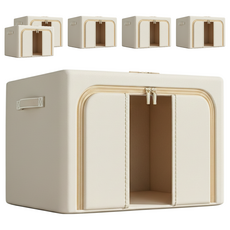 小麥購物 大容量透明大視窗衣物棉被收納箱 L2392 100L, 6個, 米色