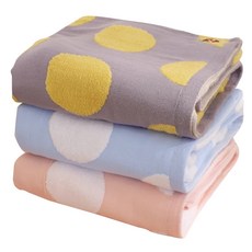 星紅織品 點點刺繡小瓢蟲純棉方巾 3件組 100%純棉 34x34 公分, 灰色 + 藍色 + 粉色, 1組