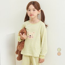 LollyTree 兒童30支單面九分紗染條紋重點家居服上下套裝