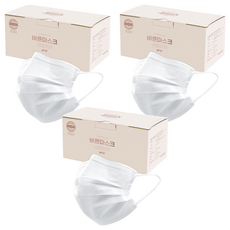 고르고 바른 마스크 성인용 대형, 50매입, 3개, 화이트
