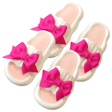 theneed 蓬鬆雲朵蝴蝶結拖鞋, 2個, 白色