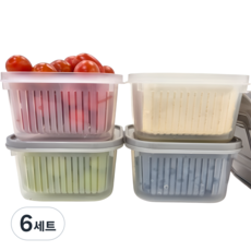 DailyPick 方形瀝水蔬果保存容器 灰色, 勇氣(4分), 6套