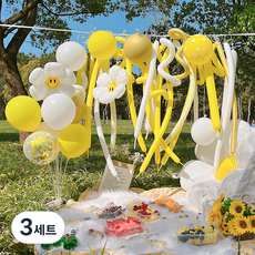 雛菊自由裝飾花園氣球組 黃色, 3套, 黃色, 隨機出貨(緞帶, 氣球打氣筒)