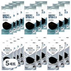 아텍스 아이러브에어 하이가드 방역 황사마스크 대형 블랙 KF94 10p + KF80 10p, 5세트