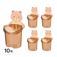 허그 베어 시원한 물빠짐 흡착판 + 다용도 욕실 컵, 브라운, 10개