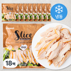 러브잇 슬라이스 닭가슴살 훈제 맛(냉동), 100g, 1개입, 18개