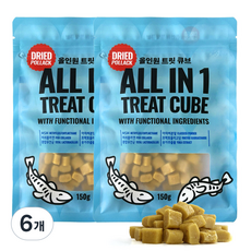 야아부르니 강아지 간식 올인원 노즈워크 져키 트릿 큐브, 150g, 6개, 황태