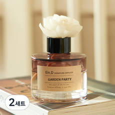 에인디 시그니처 차량용&실내용 대용량 디퓨저 + 플라워스틱 세트, 가든파티, 110ml, 2세트