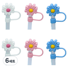 Apnalchangchang 可重複使用矽膠吸管蓋固定座3件組 花朵, 6套, 3個