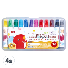 SKB 文明 可水洗彩色筆, 12色, 4盒