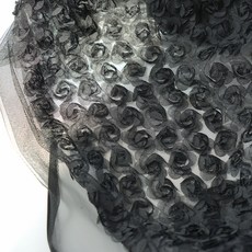 玫瑰立體網眼蕾絲布料, 黑色的