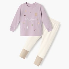 unifriend 兒童款兔子花園40支彈性棉修身9分上下套裝