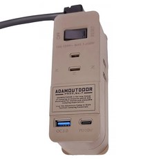 ADAMOUTDOOR 3座擴充QC/PD USB延長線, 沙漠色, 125VAC, 最大1650W, 台灣製, 1.1m, 1個