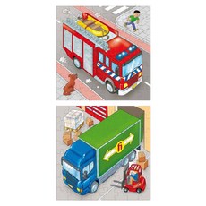 educo 雙層系列 卡車 + 消防車 木質拼圖, 178片, 1組