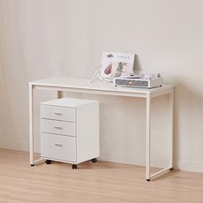 윌로우 플로우 철제 컴퓨터 가로 1200 세로 600 책상 + C타입 서랍장 세트 방문설치, 화이트(책상), 화이트(서랍장)