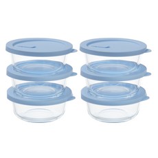 comet Home Daily 耐熱玻璃微波爐圓形飯盒 390ml, 透明, 6個