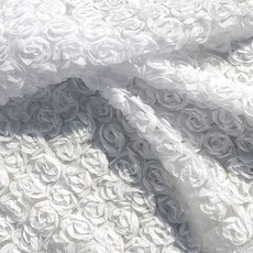 玫瑰立體網眼蕾絲布料, 白色的