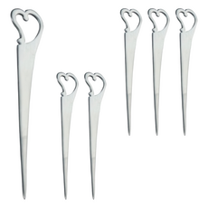 SALUS 佐藤金屬 三明治叉 90mm 6支, 愛心 銀色, 1組