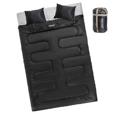 snowowl 露營繭型雙人睡袋 W2900, 露營睡袋 繭型 雙人 黑色 睡袋W2900/2200x1500mm