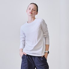 BASIC HOUSE 女款透氣Sorona標準版型圓領素色長袖T恤 LITS0204