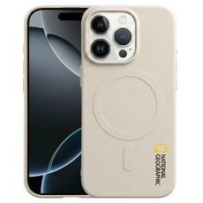 NATIONAL GEOGRAPHIC 國家地理 智慧型手機 保護殼 iPhone 16 Pro MagSafe 矽膠 柔韌 米色 1個