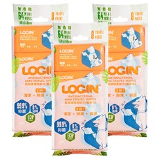 LOGIN 洛格 狗用 3合1 除臭抑菌護理濕巾 隨身包 64抽 無香精, 64張, 24包