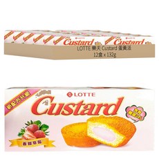 LOTTE 樂天 Custard 蛋黃派 草莓蛋黃派 6顆, 132g, 12盒