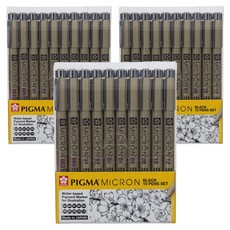 Pigma Micron 代針筆 10入組, 黑色, 3套
