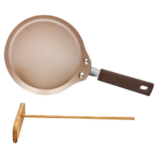 CHEFMADE 學廚 電磁爐適用 薄餅淺煎鍋 附竹蜻蜓, 19.2x18x2.5cm, 6吋, 1組