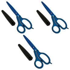 FitcutCurve 30度弧線剪刀, 鈦金屬不沾膠, 省力3倍, 3支, 藍色